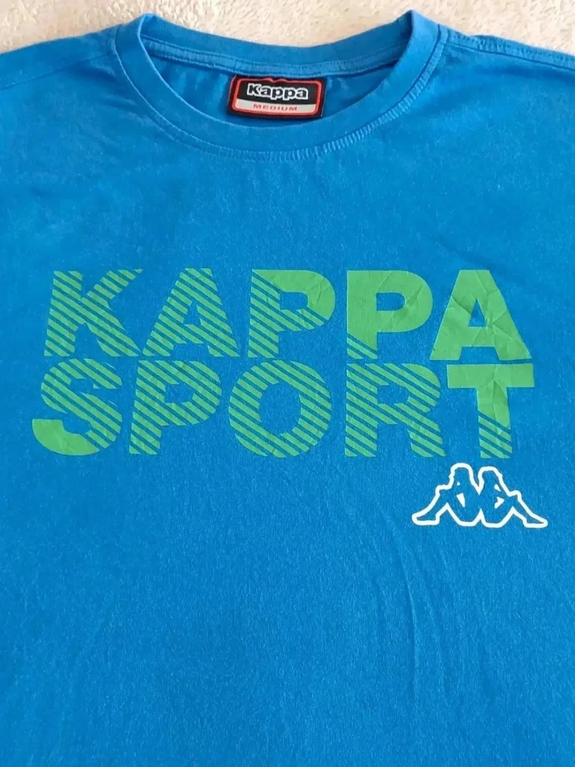 T-shirt Kappa Sport azul com estampa verde e logo branco tamanho M – photo 4